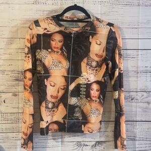 Aaliyah Collage Mesh Top